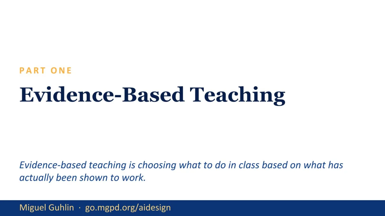 Slide 6: Part One: Evidence-Based Teaching