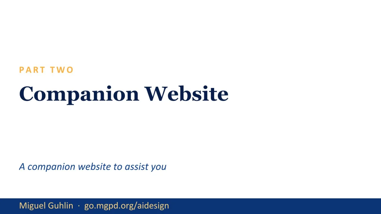 Slide 18: Part Two: Companion Website