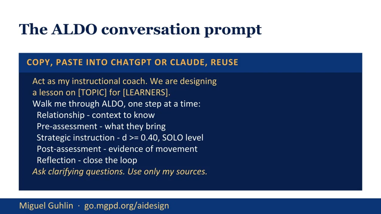 Slide 21: The ALDO Conversation Prompt