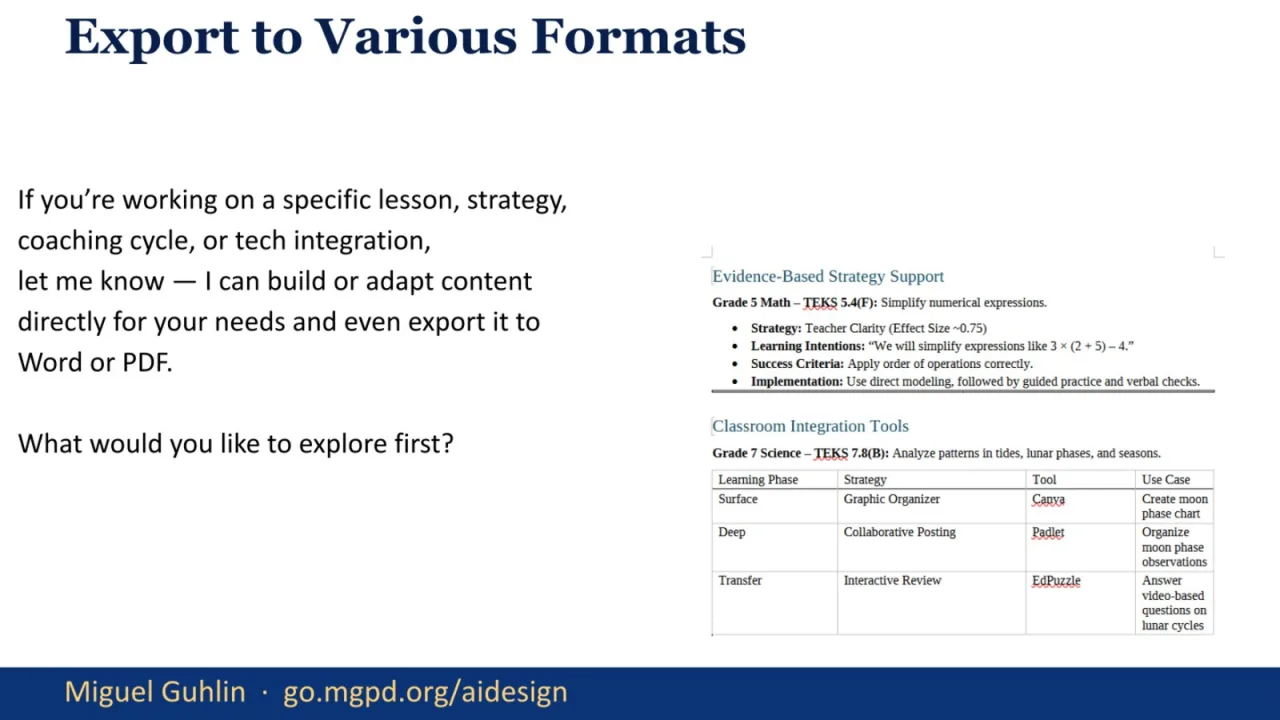 Slide 36: Export to Various Formats