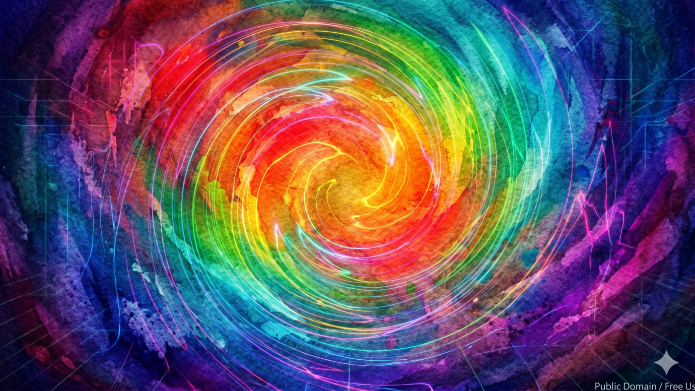 Included ScratchArt background with colorful diagonal bands