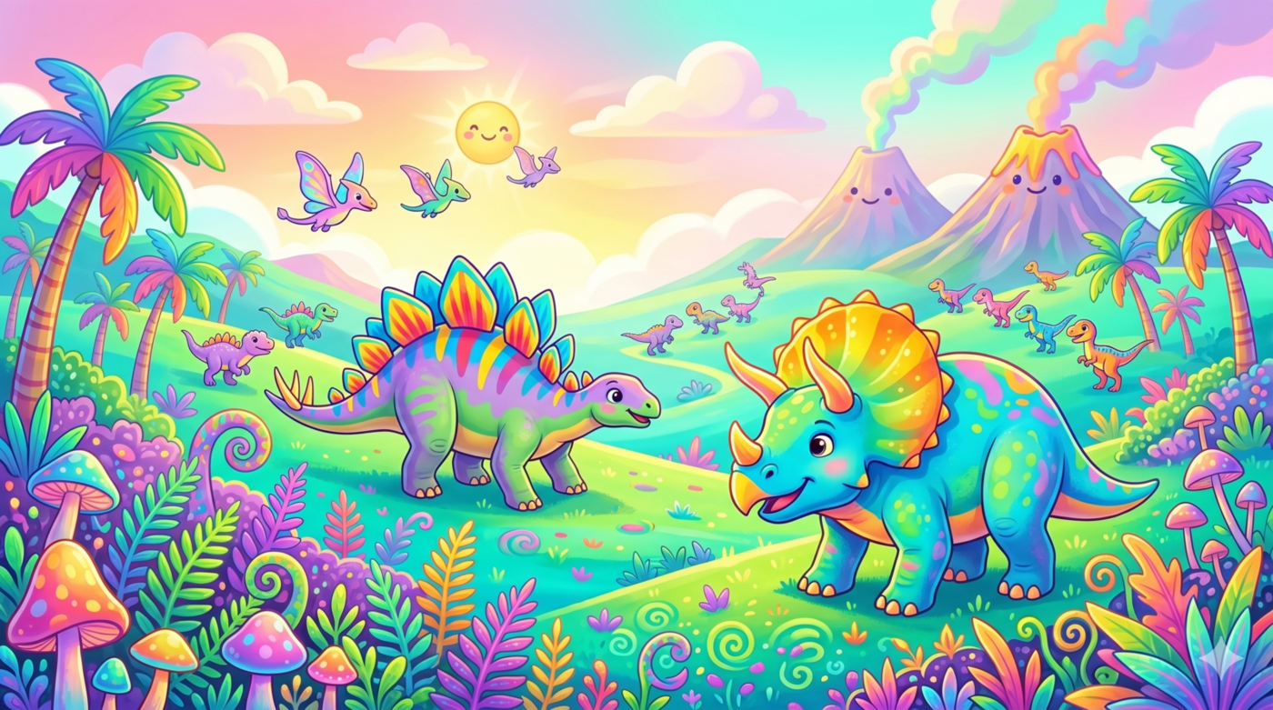 Included ScratchArt background with vivid mixed color shapes