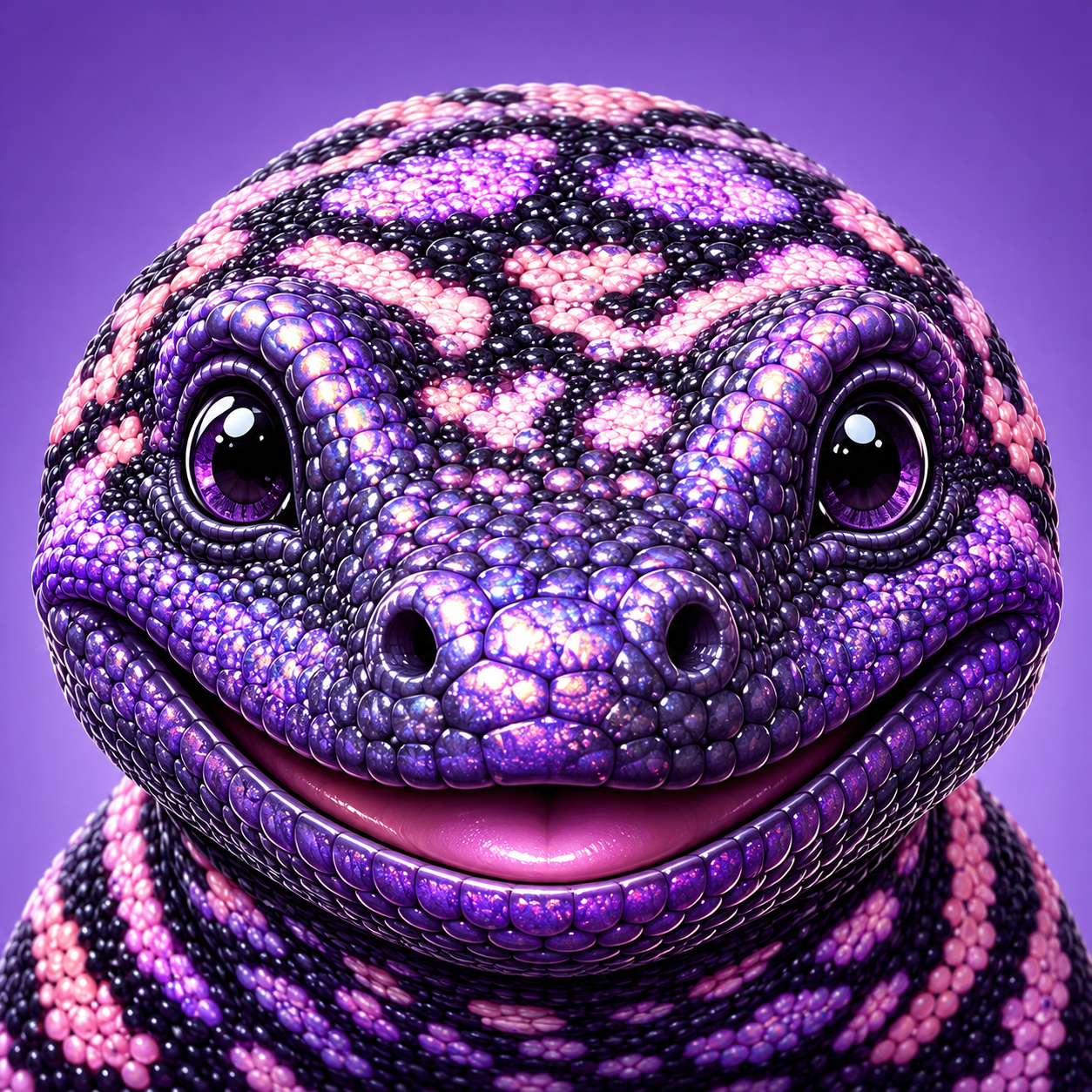 Cute iridescent purple gila monster face